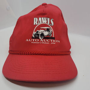 Red Rawls Auto Auction Nation's Oldest 1938 snapback with cord Cobra cap hat
